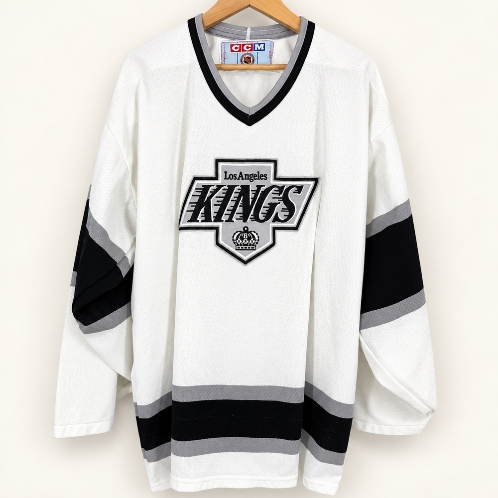 Vintage 90s CCM Mens XL* LA Kings Hockey Jersey White Blank Game Day Gretzky Era